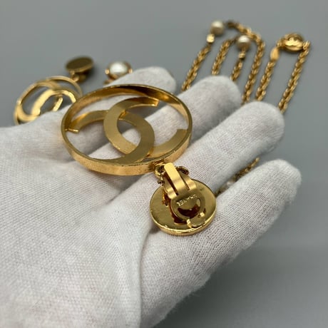 CHANEL (シャネル) ヴィンテージ ココマーク パール イヤリング ネックレス 3点セット