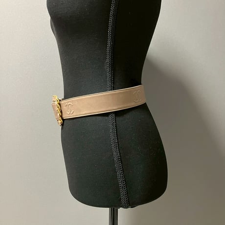 CHANEL (シャネル) ヴィンテージ ラムスキン ココマーク ロゴ ベルト