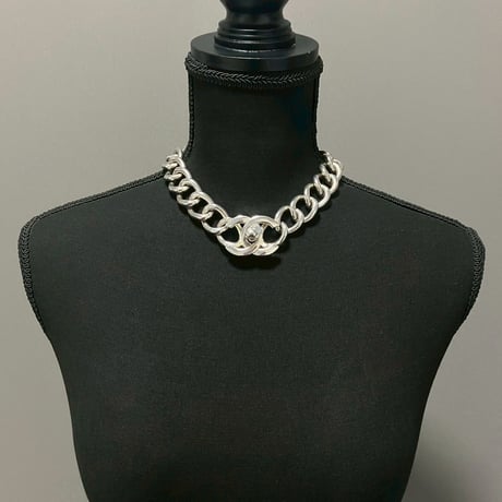 CHANEL (シャネル) ヴィンテージ デカココ ターンロック ココマーク シルバー ネックレス