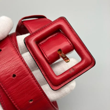 CHANEL (シャネル) ヴィンテージ ラムスキン トリプルココマーク ターンロック レッド ウエストバッグ
