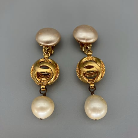CHANEL (シャネル) ヴィンテージ パール ココマーク スイング イヤリング