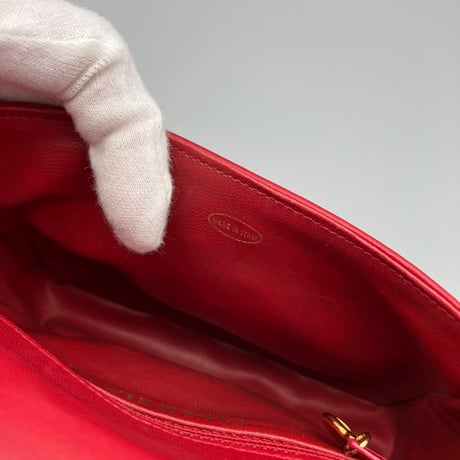 CHANEL (シャネル) ヴィンテージ ラムスキン トリプルココマーク ターンロック レッド ウエストバッグ