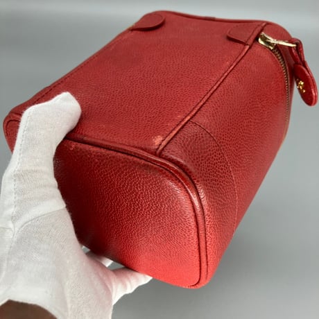 CHANEL (シャネル) ヴィンテージ デカココ ココマーク キャビアスキン レッド バニティ ハンドバッグ