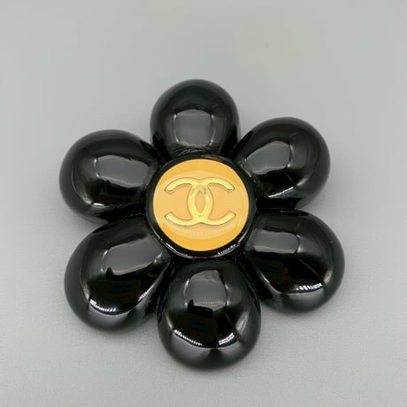 CHANEL (シャネル) ヴィンテージ カメリア ココマーク ブラック ブローチ