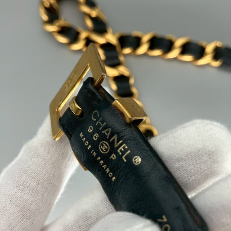CHANEL (シャネル) ヴィンテージ ロゴ レザー チェーン ベルト