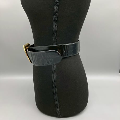 CHANEL (シャネル) ヴィンテージ ココマーク パテントレザー エナメル ベルト