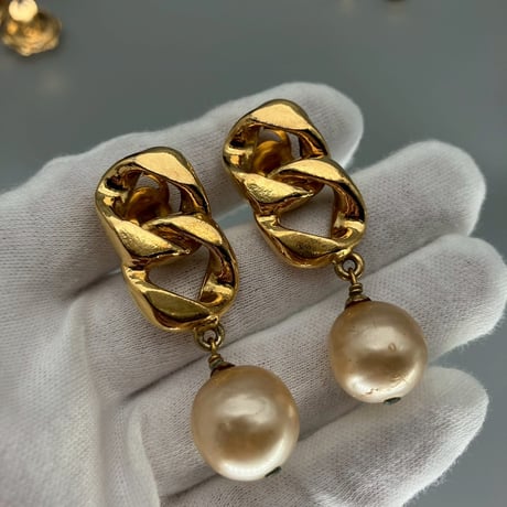 CHANEL (シャネル) ヴィンテージ ココマーク パール チェーン イヤリング 5点セット