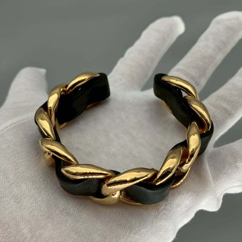 CHANEL (シャネル) ヴィンテージ レザー チェーン ブレスレット