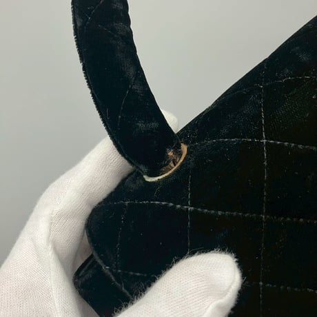 CHANEL (シャネル) ヴィンテージ ベロア ターンロック ココマーク 親子バッグ ハンドバッグ