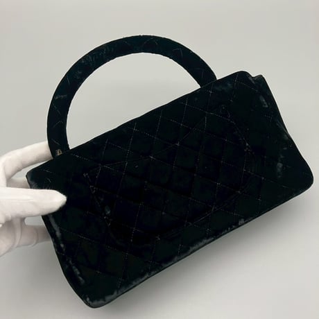 CHANEL (シャネル) ヴィンテージ ベロア ターンロック ココマーク 親子バッグ ハンドバッグ