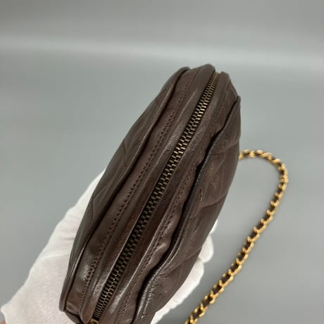CHANEL (シャネル) ヴィンテージ ラムスキン ブラウン ラウンド ショルダーバッグ