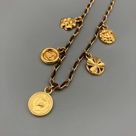 CHANEL (シャネル) ヴィンテージ ココマーク コイン クローバー カメリア ネックレス チョーカー