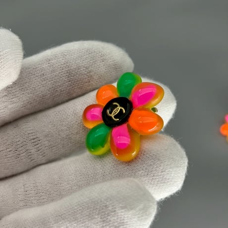 CHANEL (シャネル) ヴィンテージ フラワー ココマーク マルチカラー イヤリング