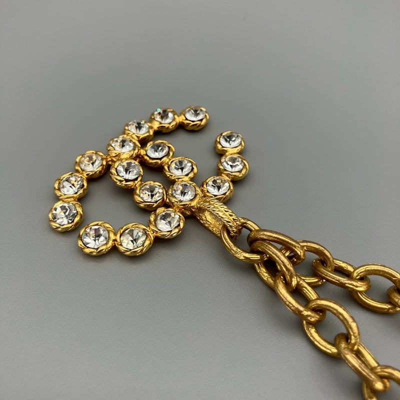 【希少ヴィンテージ】CHANEL ココマーク ラインストーンチャーム　刻印なし 希少ヴィンテージ】CHANEL ココマーク ラインストーンチャーム