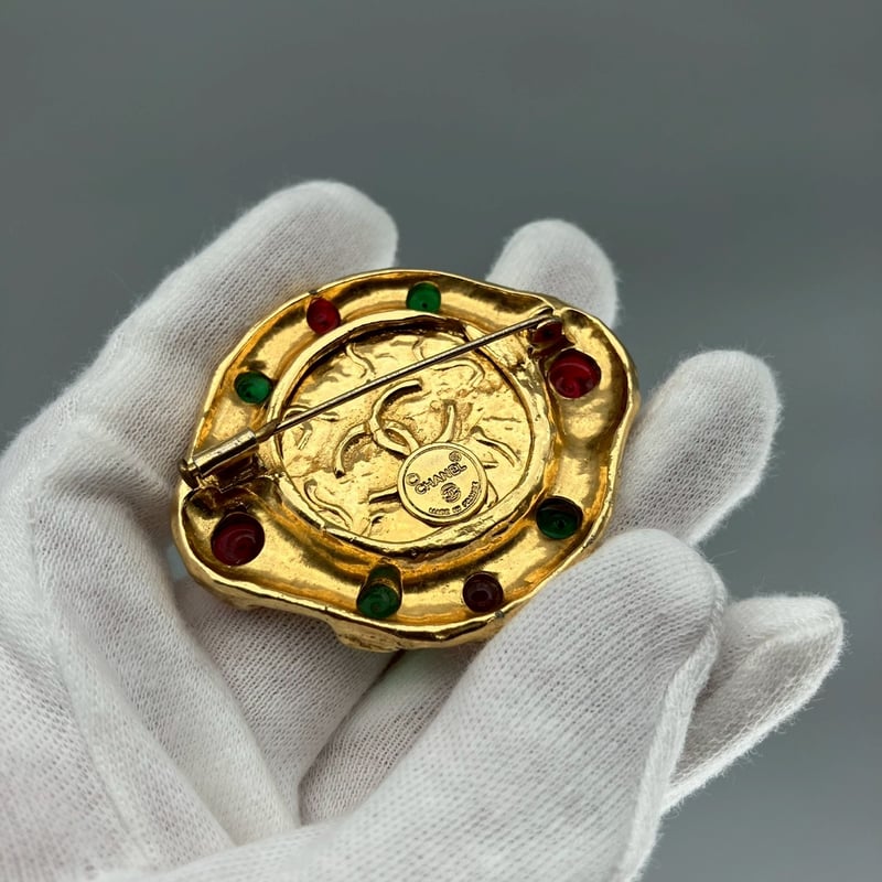 CHANEL (シャネル) ヴィンテージ カラーストーン グリポア ココマーク