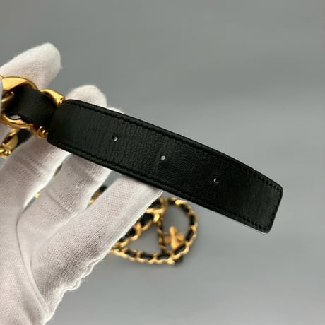 CHANEL (シャネル) ヴィンテージ クローバー ロゴ レザー チェーン ベルト