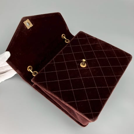 CHANEL (シャネル) ヴィンテージ ベロア ベルベット ターンロック ココマーク ハンドバッグ