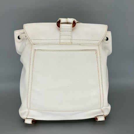 CHANEL (シャネル) ヴィンテージ べっ甲 ターンロック ココマーク ホワイト リュックサック バックパック