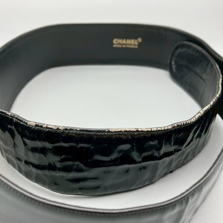 CHANEL (シャネル) ヴィンテージ ココマーク パテントレザー エナメル ベルト