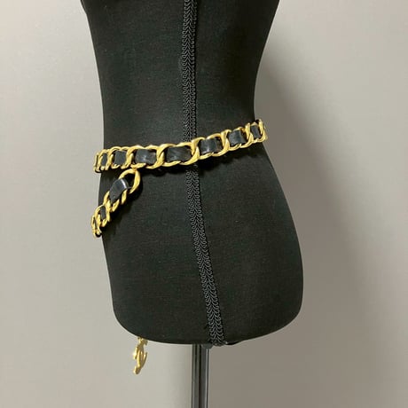 CHANEL (シャネル) ヴィンテージ デカココ ココマーク レザー チェーンベルト