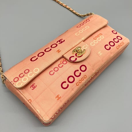 CHANEL (シャネル) ヴィンテージ チョコバー キャンバス ココマーク COCO ターンロック ショルダーバッグ