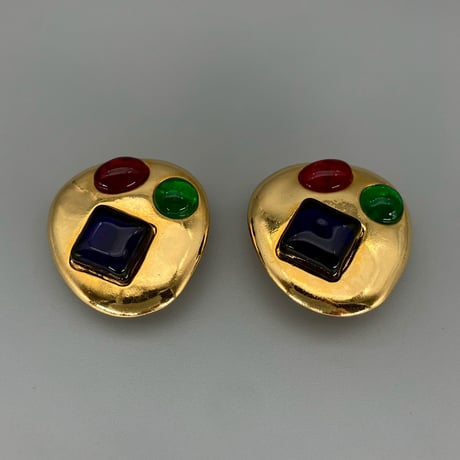 CHANEL (シャネル) ヴィンテージ カラーストーン グリポア イヤリング