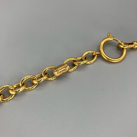 CHANEL (シャネル) ヴィンテージ カラーストーン グリポア フラワー ロングチェーン ネックレス