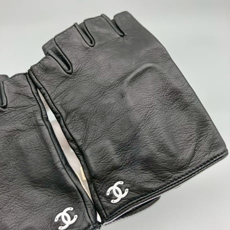 CHANEL (シャネル) ヴィンテージ ロゴ ココマーク レザー 手袋 グローブ