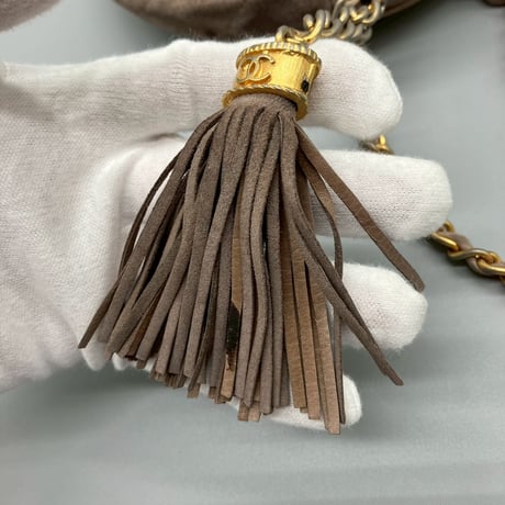 CHANEL (シャネル) ヴィンテージ ラウンド スエード フリンジ ショルダーバッグ