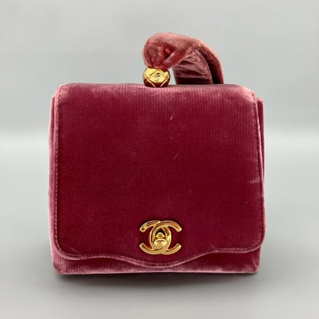 CHANEL (シャネル) ヴィンテージ ベロア ベルベット ターンロック ココマーク ミニハンドバッグ