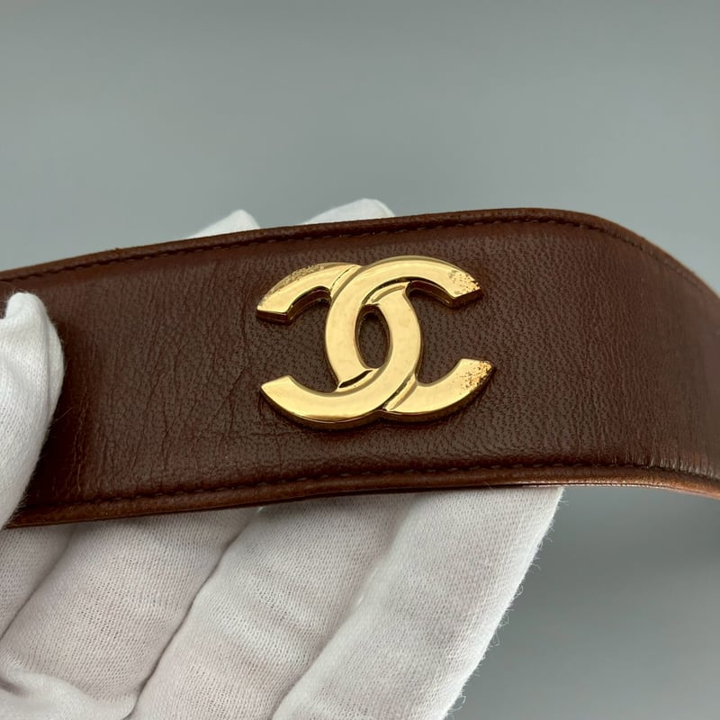 CHANEL (シャネル) ヴィンテージ ラムスキン ココマーク ロゴ ベルト