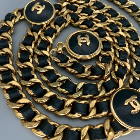 CHANEL (シャネル) ヴィンテージ ココマーク レザー チェーンベルト