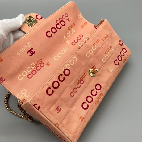 CHANEL (シャネル) ヴィンテージ チョコバー キャンバス ココマーク COCO ターンロック ショルダーバッグ