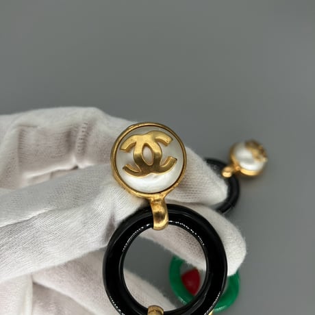 CHANEL (シャネル) ヴィンテージ ココマーク パール サークル スイング 大振り イヤリング