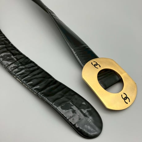 CHANEL (シャネル) ヴィンテージ ココマーク パテントレザー エナメル ベルト