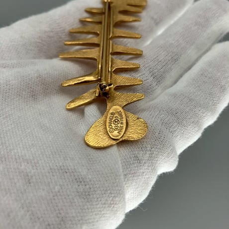 CHANEL (シャネル) ヴィンテージ フィッシュボーン 魚 骨 ココマーク ブローチ