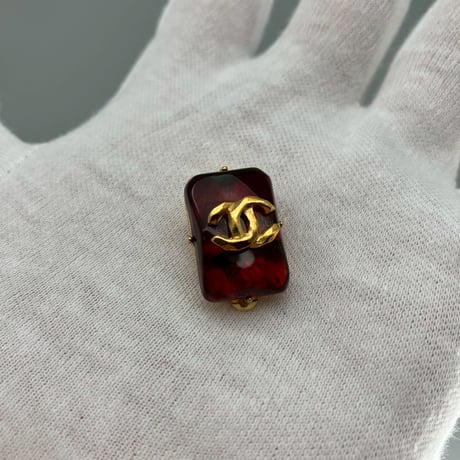 CHANEL (シャネル) ヴィンテージ カラーストーン グリポア ココマーク イヤリング