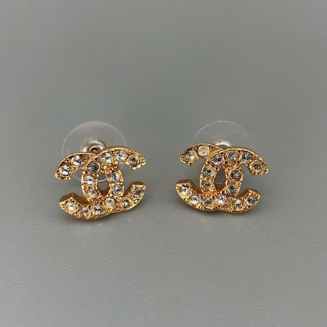 CHANEL (シャネル) ヴィンテージ ココマーク ラインストーン ピアス