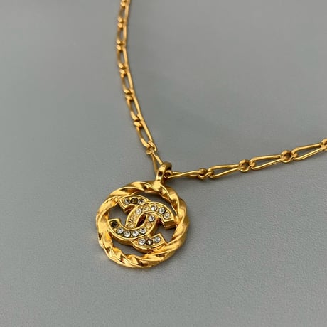 CHANEL (シャネル) ヴィンテージ ココマーク ラインストーン ネックレス