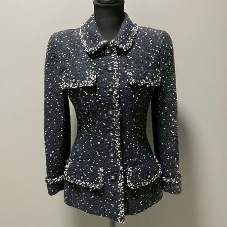 CHANEL (シャネル) ヴィンテージ ツイード 粉雪 ココボタン ジャケット