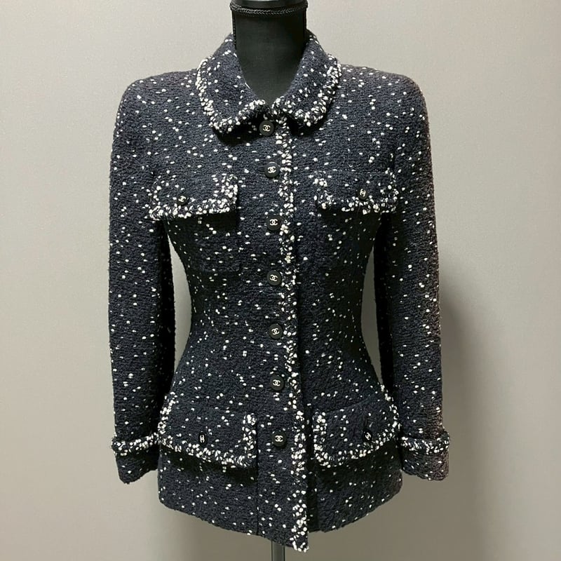 CHANEL (シャネル) ヴィンテージ ツイード 粉雪 ココボタン ジャケット