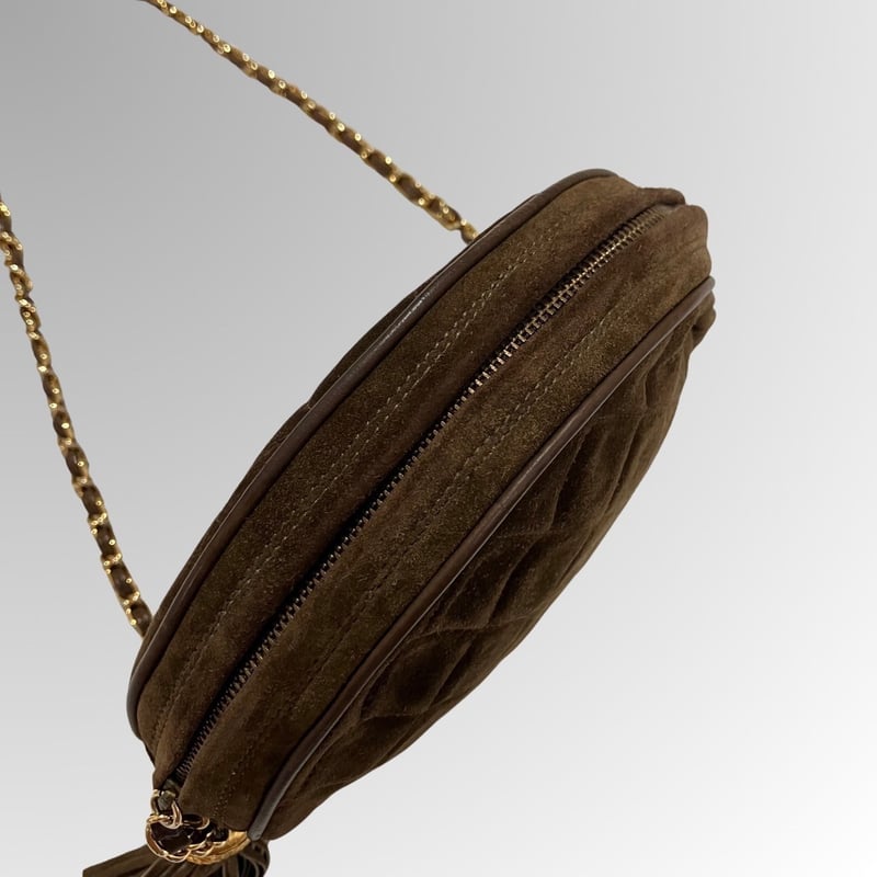 CHANEL／シャネル／ヴィンテージ／スエード／フリンジ／ラウンド