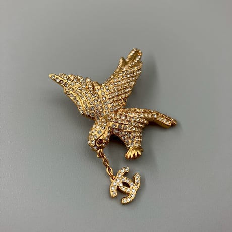 CHANEL (シャネル) ヴィンテージ イーグル ココマーク ラインストーン ブローチ