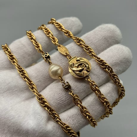 CHANEL (シャネル) ヴィンテージ ココマーク パール イヤリング ネックレス 3点セット