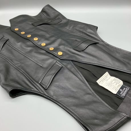 CHANEL (シャネル) ヴィンテージ ラムスキン レザー ロゴボタン ベスト