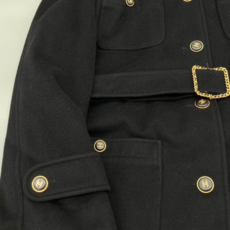 CHANEL (シャネル) ヴィンテージ ココボタン カシミア ベルト ジャケット コート