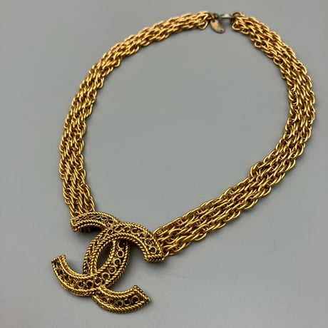 CHANEL (シャネル) ヴィンテージ デカココ ココマーク 3連チェーン ネックレス