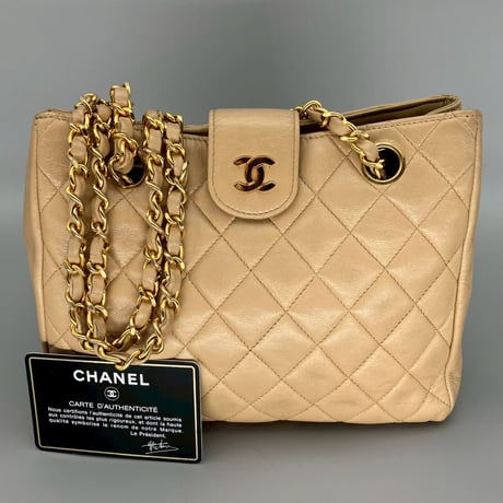 CHANEL (シャネル) ヴィンテージ マトラッセ ココマーク プッシュロック ベージュ ミニショルダーバッグ