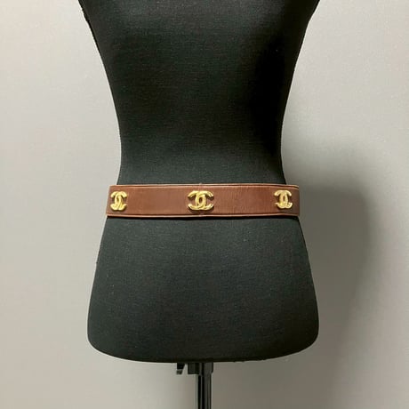 CHANEL (シャネル) ヴィンテージ ラムスキン ココマーク ロゴ ベルト