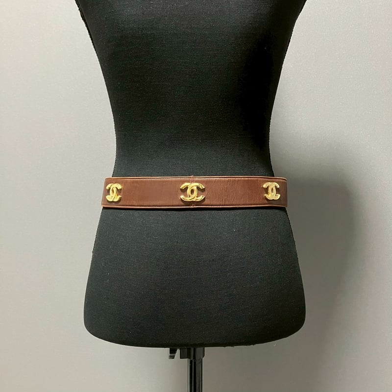 CHANEL (シャネル) ヴィンテージ ラムスキン ココマーク ロゴ ベルト